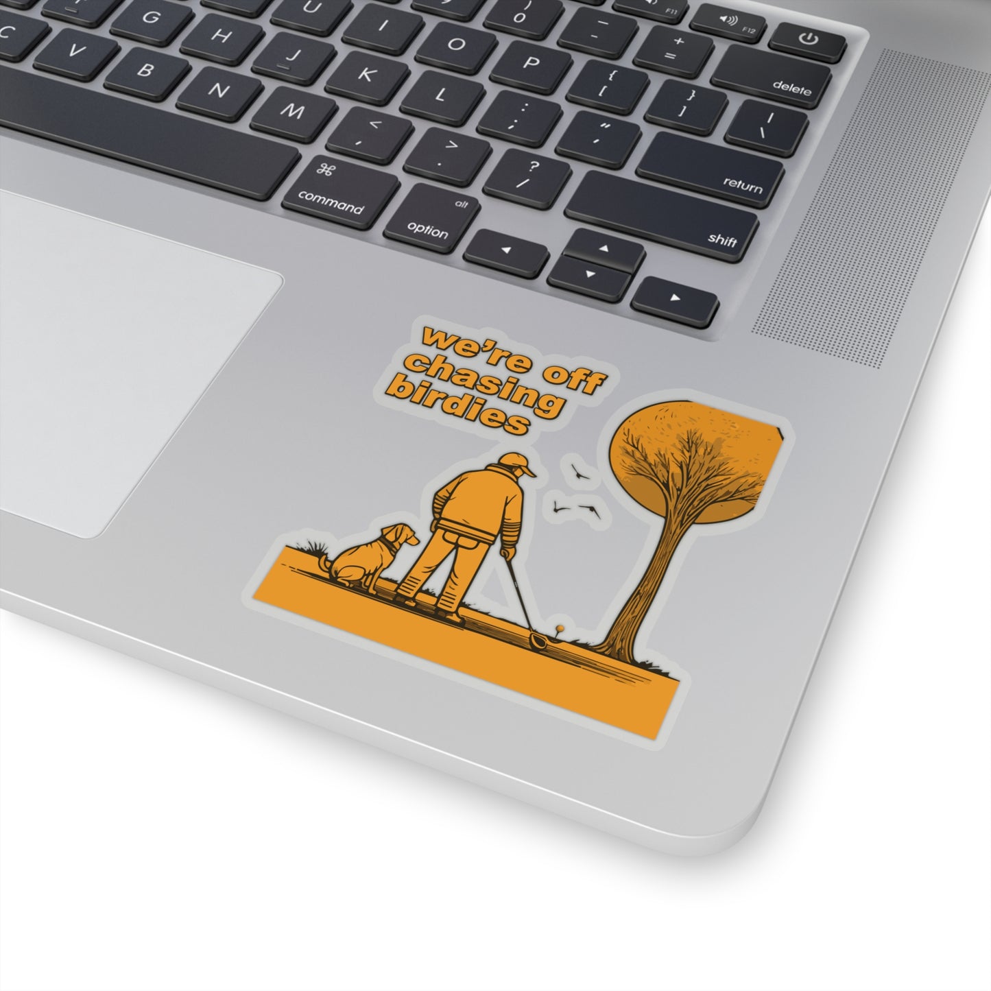 Off chasing birdies sticker