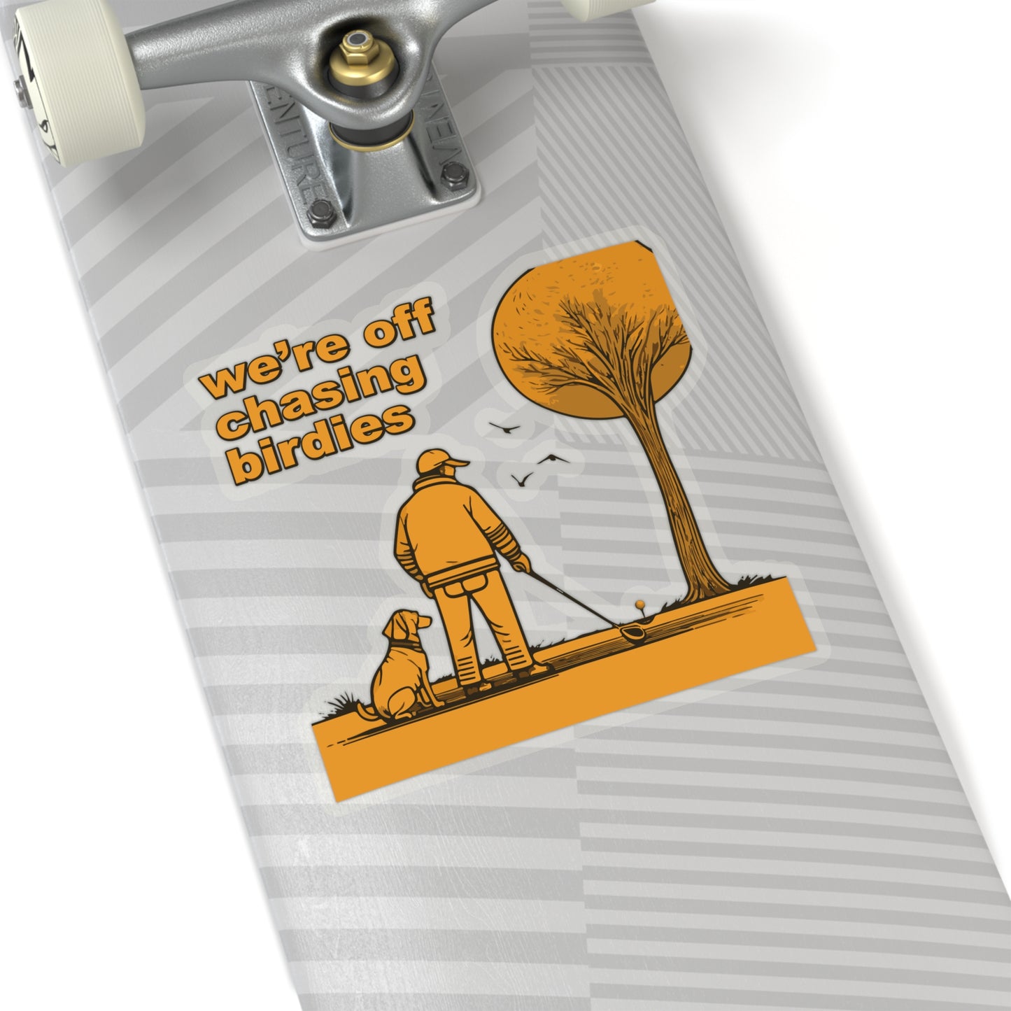 Off chasing birdies sticker