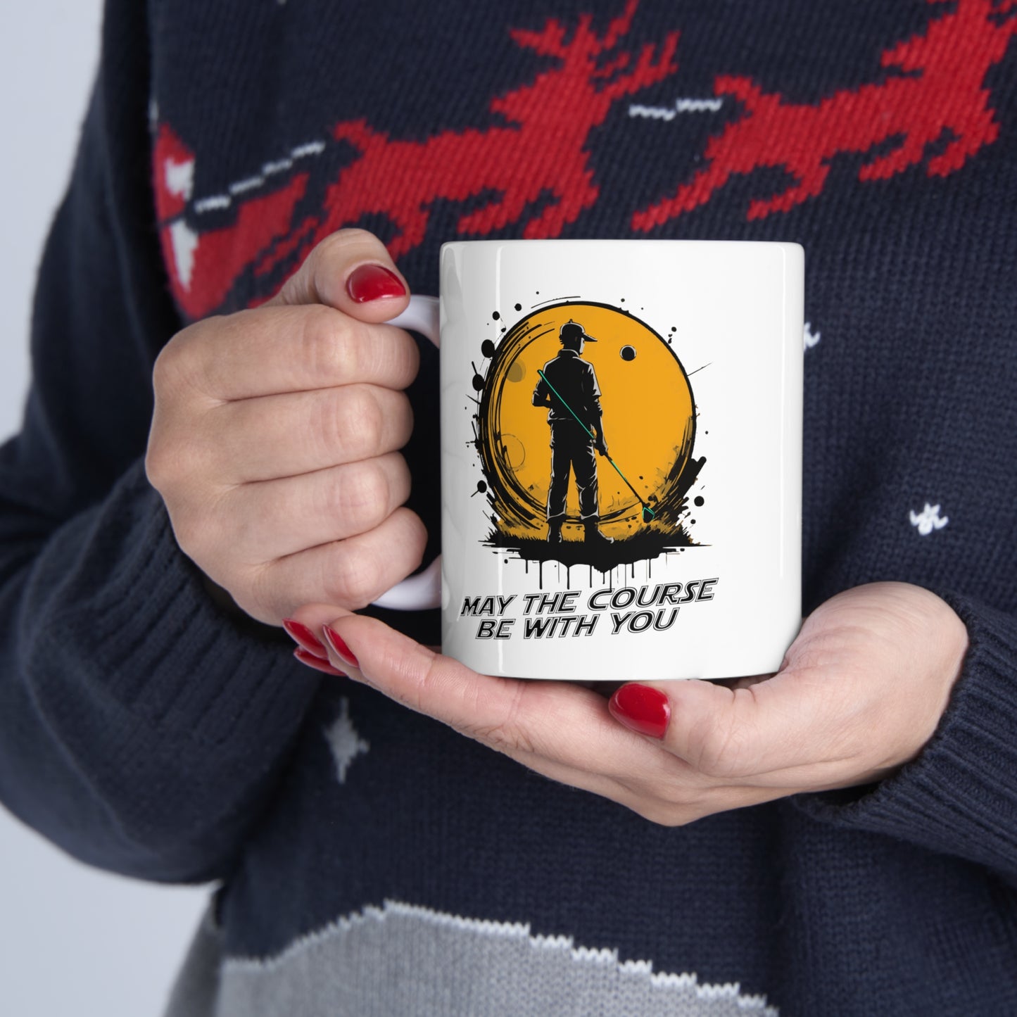 May the course be with you white ceramic mug