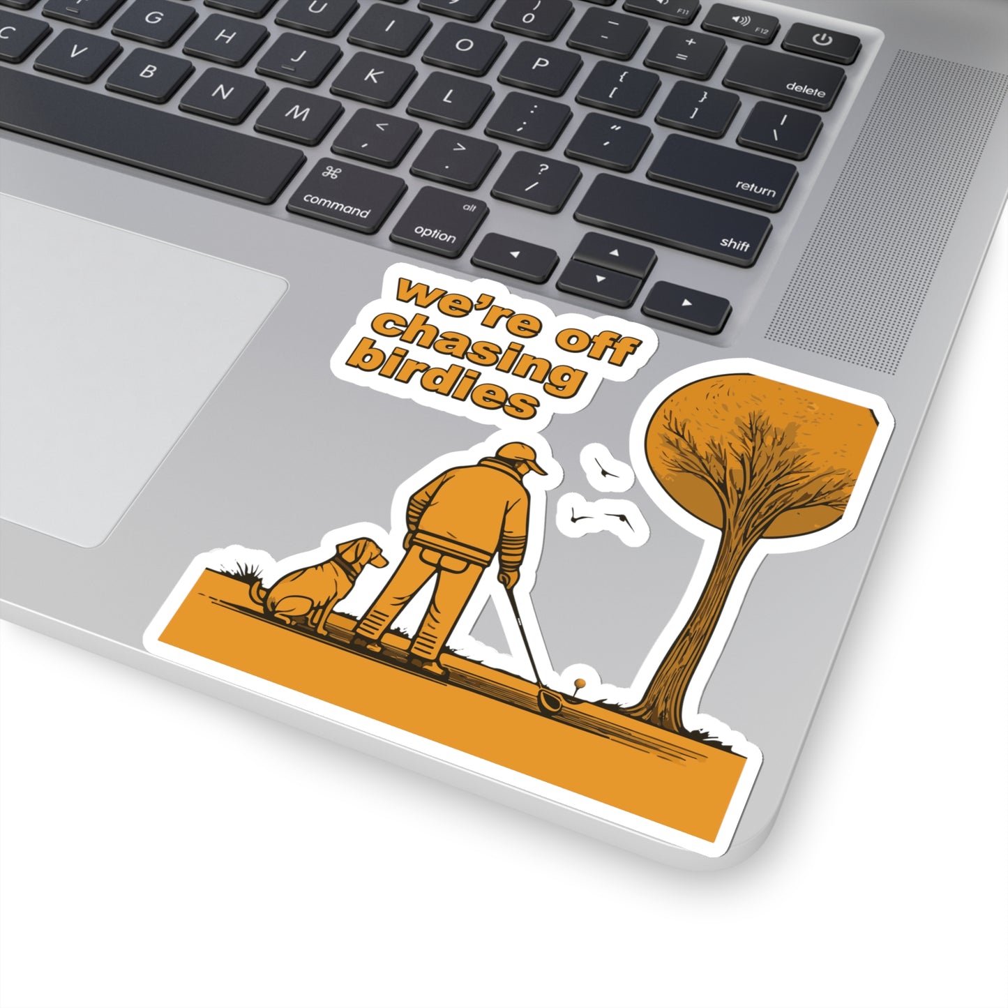 Off chasing birdies sticker